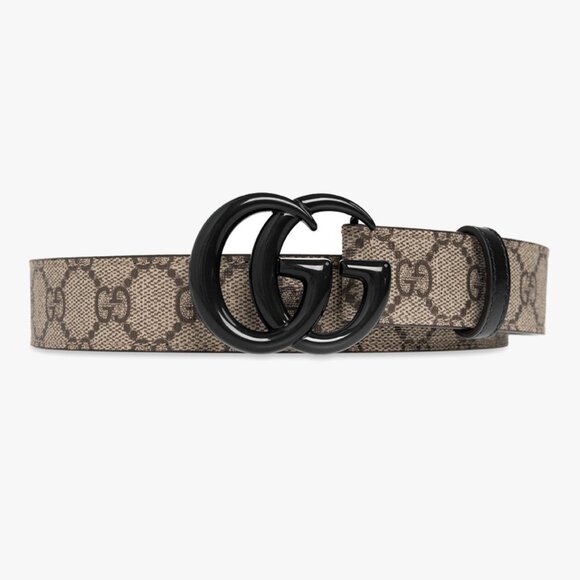 GUCCI BELT 414516 GG LOGO SUPREME MONOGRAM BLACK MARMONT BUCKLE UNISEX 95/38 - Picture 2 of 12